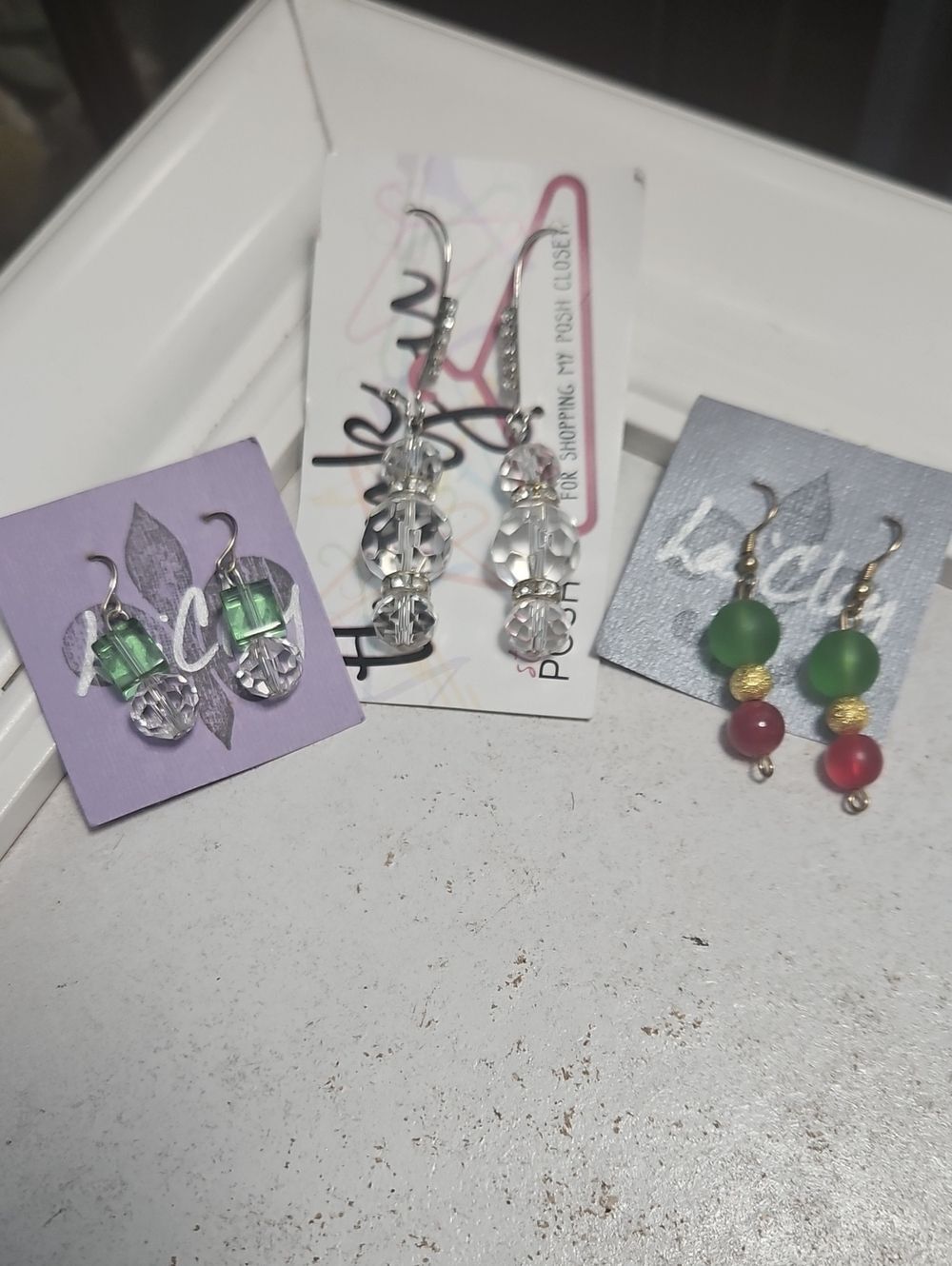 Set of 3 Hand Crafted Beaded Earrings | Goldtone & Silvertone French Wire